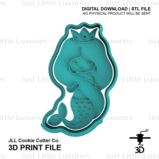 Mermaid Cookie Cutter and Embosser (Digital Download)