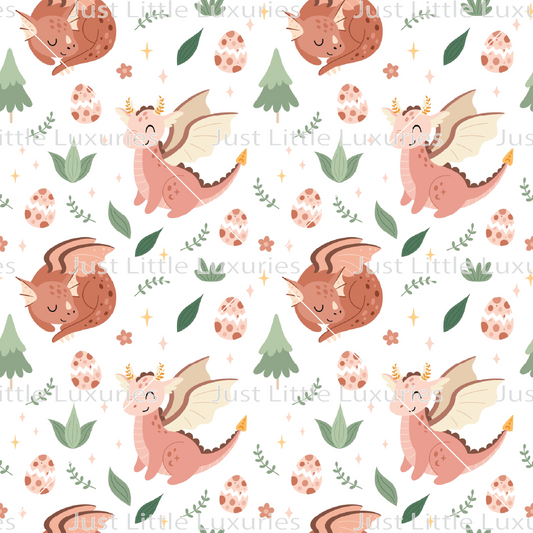 Dragons and Trees - Digital Edible Image (Seamless Pattern)