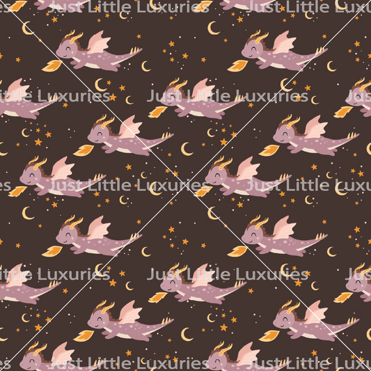 Pink Dragons Flying - Digital Edible Image (Seamless Pattern)
