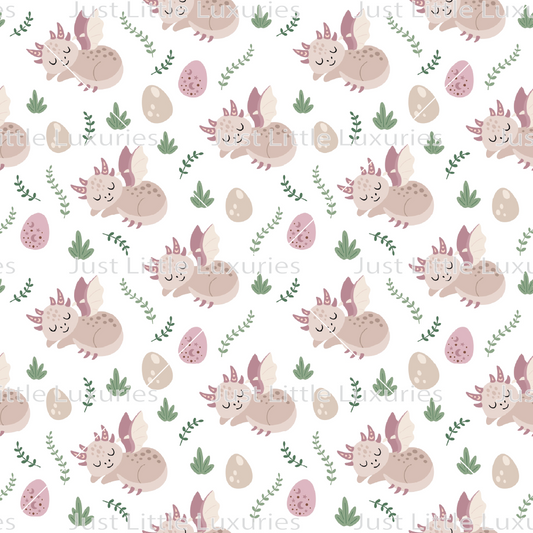 Pink Dragons Sleeping - Digital Edible Image (Seamless Pattern)