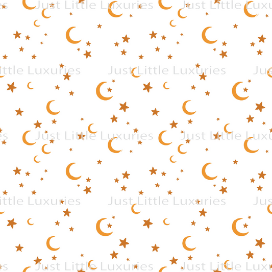 Moon and Stars on White Background - Digital Edible Image (Seamless Pattern)