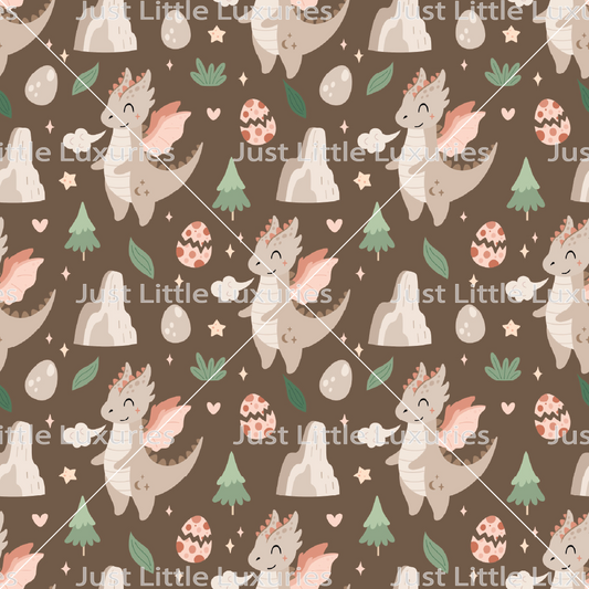 Dragons, Caves and Eggs - Digital Edible Image (Seamless Pattern)
