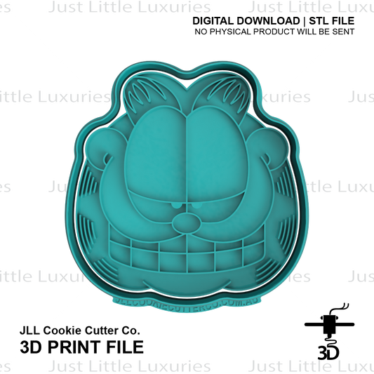 Cheeky Orange Tabby Cat Face Cookie Cutter and Embosser (DIGITAL DOWNLOAD)