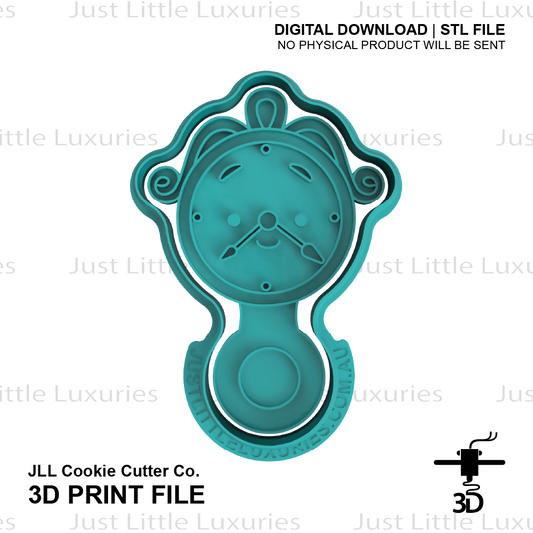 Cogsworth Baby Rattle Cookie Cutter (STL - Digital Download)