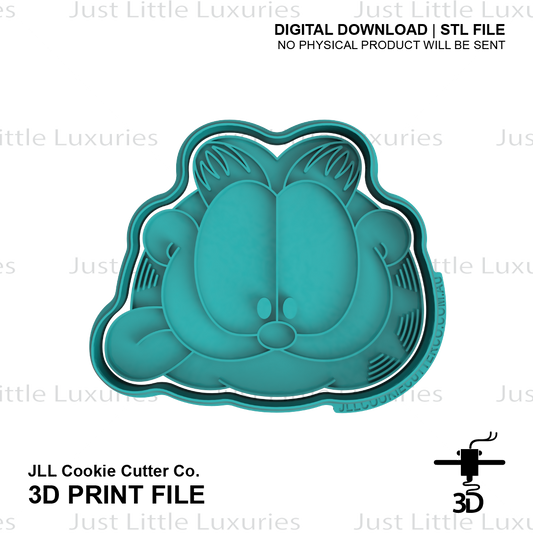 Goofy Orange Tabby Cat Face Cookie Cutter and Embosser (DIGITAL DOWNLOAD)